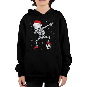 Christmas Dabbing Skeleton Soccer Santa Hat Gifts Boys Men Youth Hoodie - Thegiftio UK