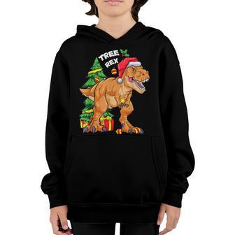Christmas Dinosaur T Rex Kids Boys Toddler Funny Xmas Lights Youth Hoodie - Thegiftio UK