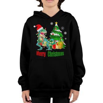 Christmas Dinosaur Tree Rex Boys Girls Kids V2 Youth Hoodie - Thegiftio UK