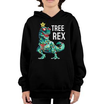Christmas Dinosaur Tree Rex Kids Toddler Men Boys Xmas Light Youth Hoodie - Thegiftio UK