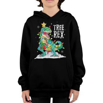 Christmas Dinosaur Tree Rex Pajama Men Boys Kids Xmas Lights Youth Hoodie - Thegiftio UK