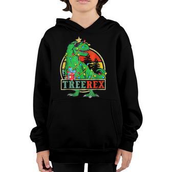 Christmas Dinosaur Tree Rex Pajamas Men Boys Kid Xmas Lights V2 Youth Hoodie - Thegiftio UK
