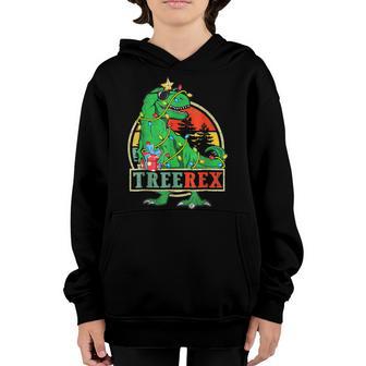 Christmas Dinosaur Tree Rex Pajamas Men Boys Kid Xmas Lights V3 Youth Hoodie - Thegiftio UK