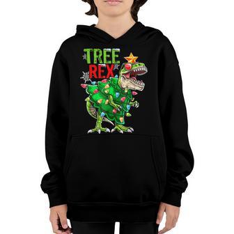 Christmas Dinosaur Tree Rex Pajamas Men Boys Kids Xmas V5 Youth Hoodie - Thegiftio UK