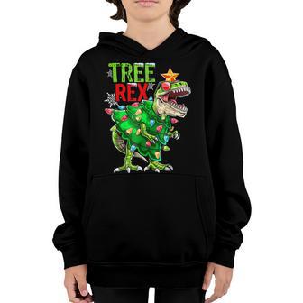 Christmas Dinosaur Tree Rex Pajamas Men Boys Kids Xmas V6 Youth Hoodie - Thegiftio UK