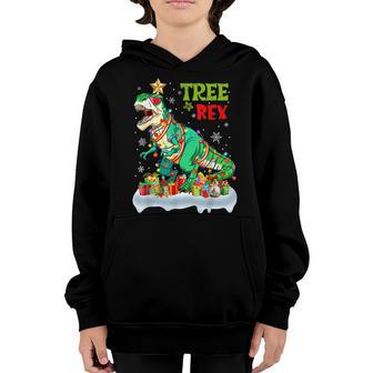 Christmas Dinosaur Tree Rex Pajamas Men Boys Xmas Lights V15 Youth Hoodie - Thegiftio UK
