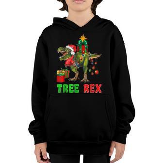Christmas Dinosaur Tree Rex Pajamas Men Boys Xmas Lights V17 Youth Hoodie - Thegiftio UK