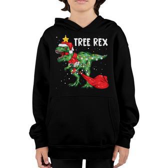 Christmas Dinosaur Tree Rex Pajamas Men Boys Xmas Lights V21 Youth Hoodie - Thegiftio UK