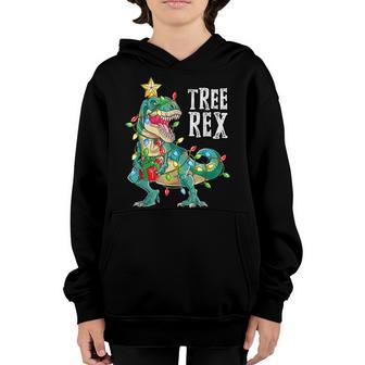 Christmas Dinosaur Tree Rex Pajamas Men Boys Xmas Lights V25 Youth Hoodie - Thegiftio UK