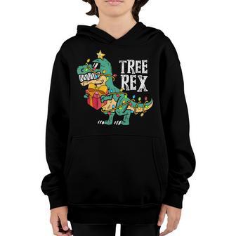 Christmas Dinosaur Tree Rex Pajamas Men Boys Xmas Lights V3 Youth Hoodie - Thegiftio UK