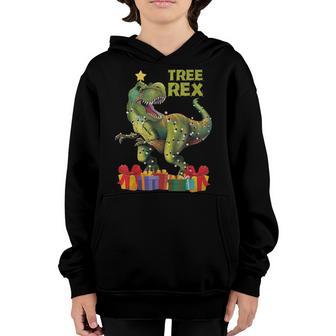 Christmas Dinosaur Tree Rex Pajamas Men Boys Xmas Lights Youth Hoodie - Thegiftio UK