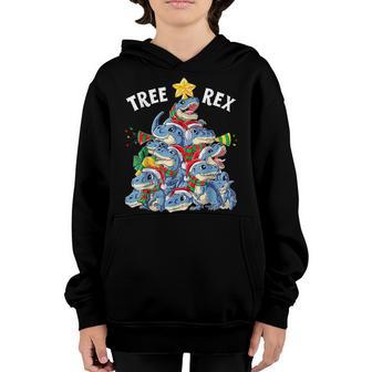 Christmas Dinosaur Tree Rex Pajamas Men Boys Xmas Santa Hat V2 Youth Hoodie - Thegiftio UK