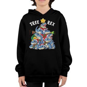 Christmas Dinosaur Tree Rex Pajamas Men Boys Xmas Santa Hat Youth Hoodie - Thegiftio UK