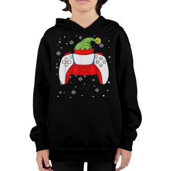 Christmas Elf Gamer Controller Boys Kids Ns Gaming Xmas Youth Hoodie - Thegiftio UK