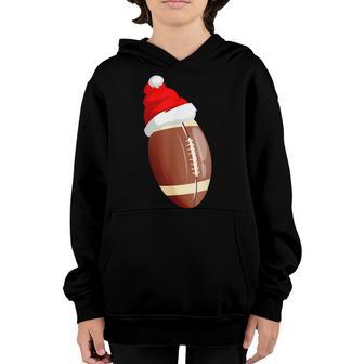 Christmas Football Ball Santa Hat Funny Sport Xmas Boys Men Youth Hoodie - Thegiftio UK