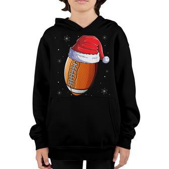 Christmas Football Ball Santa Hat Funny Sport Xmas Men Boys Youth Hoodie - Thegiftio UK