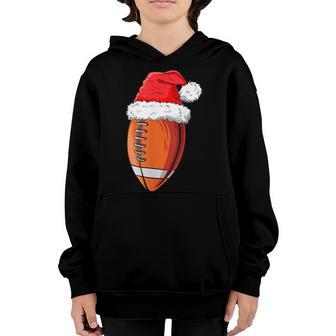 Christmas Football Ball Santa Hat Funny Sports Xmas Boys Men Youth Hoodie - Thegiftio UK