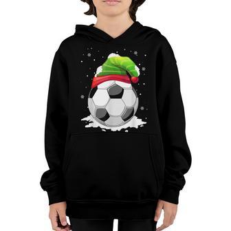 Christmas Football Soccer Ball Elf Hat For Boys Men Kids Youth Hoodie - Thegiftio UK