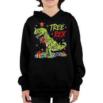 Christmas For Kids Boys Tree T Rex Dinosaur Xmas Youth Hoodie - Thegiftio UK