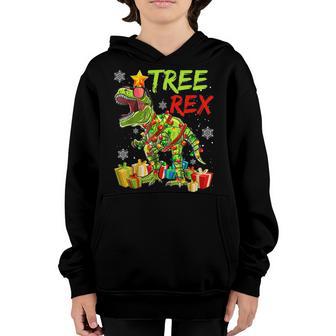 Christmas For Kids Boys Tree T Rex Dinosaur Xmas Youth Hoodie - Thegiftio UK