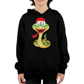 Christmas Funny Snake Santa Hat Xmas Pajama For Boys Kids Youth Hoodie - Thegiftio UK