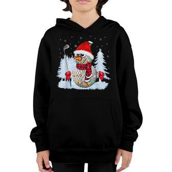 Christmas Golf Snowman Santa Xmas Lights For Boys Men Kids Youth Hoodie - Thegiftio UK