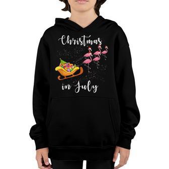 Christmas In July Funny Sleigh Flamingos Women Kid Summer Youth Hoodie - Thegiftio UK
