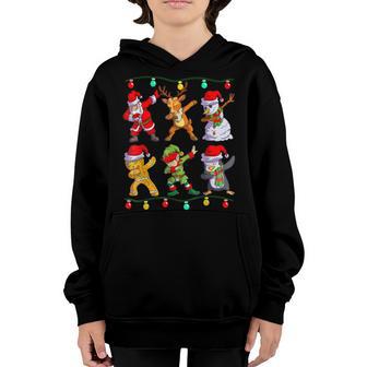 Christmas Kids Boys Men Dabbing Santa Elf Deer Friends Xmas V11 Youth Hoodie - Thegiftio UK