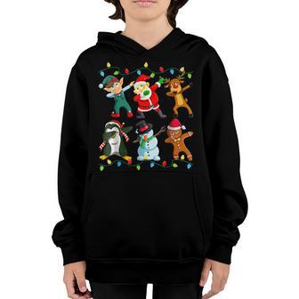 Christmas Kids Boys Men Dabbing Santa Elf Deer Friends Xmas V14 Youth Hoodie - Thegiftio UK