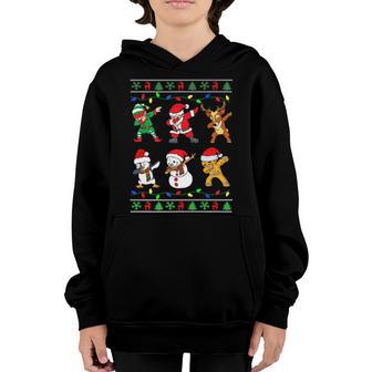 Christmas Kids Boys Men Dabbing Santa Elf Deer Friends Xmas V3 Youth Hoodie - Thegiftio UK