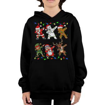 Christmas Kids Boys Men Dabbing Santa Elf Deer Friends Xmas V4 Youth Hoodie - Thegiftio UK