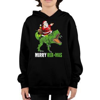 Christmas Merry Rex-Mas Santa Riding Dinosaur For Boys Kids Youth Hoodie - Thegiftio UK
