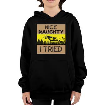 Christmas Nice Naughty I Tried V2 Youth Hoodie - Thegiftio UK
