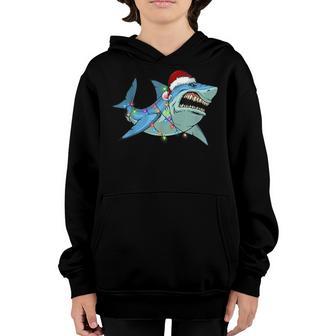Christmas Pajama Shark Lights Santa Hat For Boys Girls Xmas Youth Hoodie - Thegiftio UK