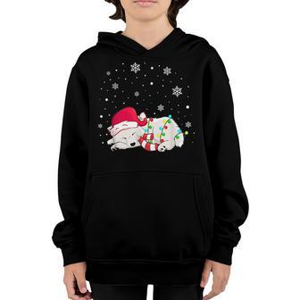 Christmas Samoyed Pjs Women Girls Christmas Lights Youth Hoodie - Thegiftio UK