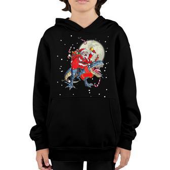 Christmas Santa Claus Riding Dinosaur For Boys Girls Adults Youth Hoodie - Thegiftio UK