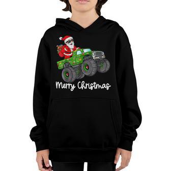 Christmas Santa Claus Riding Monster Truck Boys Kids Xmas Youth Hoodie - Thegiftio UK