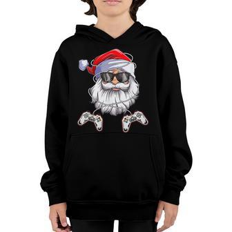Christmas Santa Claus Video Game Controllers Sunglasses Boys Youth Hoodie - Thegiftio UK