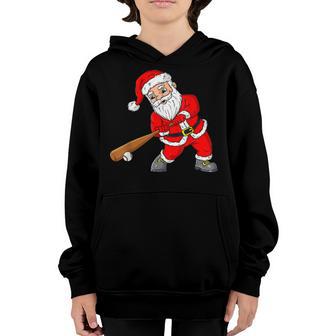 Christmas Santa Claus With Baseball Bat Boys Kids Ns Xmas Youth Hoodie - Thegiftio UK