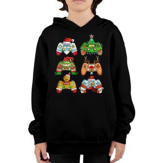 Christmas Santa Elf Gaming Controllers Snowman Boys Kids V2 Youth Hoodie - Thegiftio UK