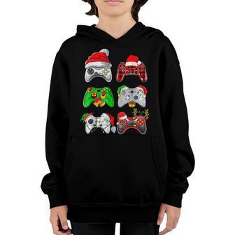 Christmas Santa Gamer Controller Funny Christmas Gaming Xmas Youth Hoodie - Thegiftio UK