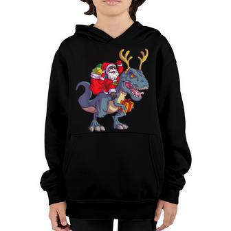 Christmas Santa Riding Dinosaur Deer Xmas Kids Boys Men Youth Hoodie - Thegiftio UK