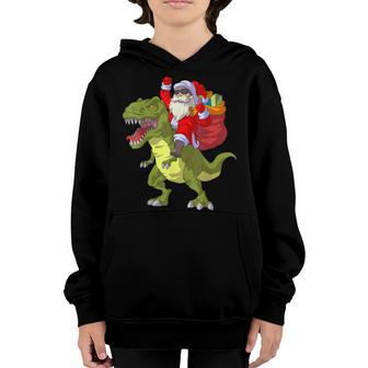 Christmas Santa Riding Dinosaur Xmas Kids Boys Men Santa Youth Hoodie - Thegiftio UK