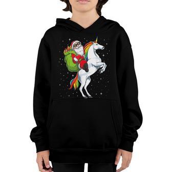 Christmas Santa Riding Unicorn Horse Girls Kids Women Pajama Youth Hoodie - Thegiftio UK