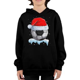 Christmas Soccer Ball Santa Hat Funny Sport Xmas Boys Men V3 Youth Hoodie - Thegiftio UK