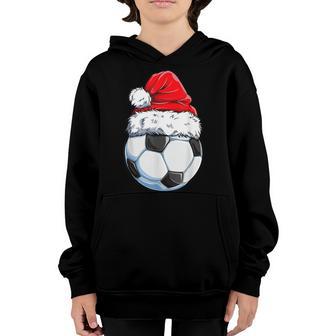 Christmas Soccer Ball Santa Hat Funny Sport Xmas Boys Men Youth Hoodie - Thegiftio UK