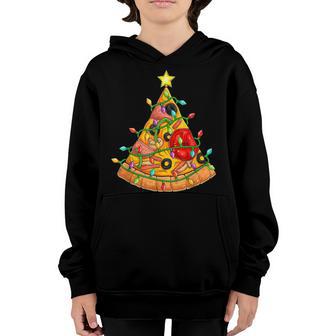 Christmas Tree Lights Crustmas Boys Men Kids Xmas Pizza Youth Hoodie - Thegiftio UK