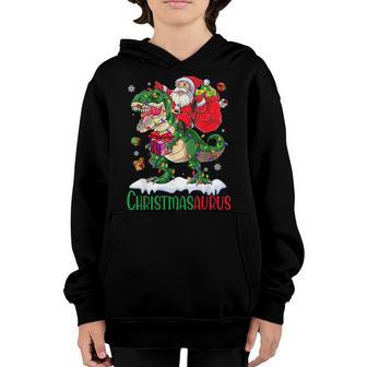 Christmasaurus Santa Riding Dinosaur Christmas Kids Toddler Youth Hoodie - Thegiftio UK