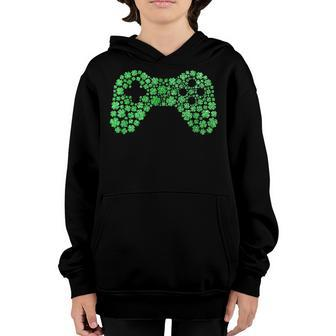 Clover Video Game Controllers St Patricks Day Boys Gamer Youth Hoodie - Seseable
