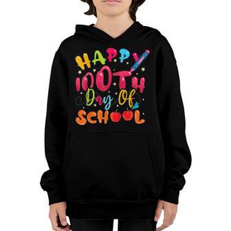 Colorful Apple 100Th Day Student Happy 100 Days Of School Youth Hoodie - Thegiftio UK